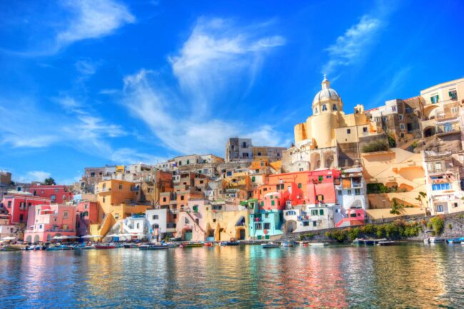Procida, Beautiful island in the mediterranean sea coast, naples, italy