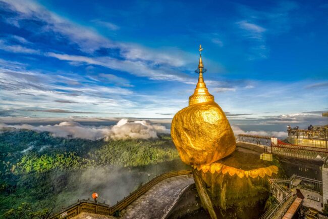 Kyaiktiyo Pagoda, Golden Rock is one of the top destinations and a spectacular sight of Myanmar.